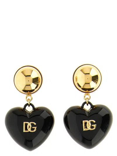 Dolce & Gabbana Heart-shaped Dg Logo Earrings In Multi