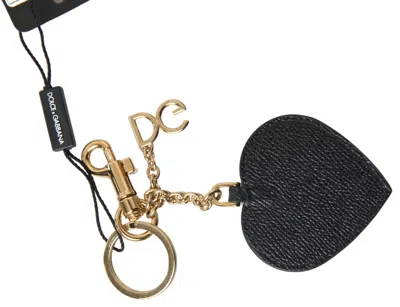 Dolce & Gabbana Heart-shaped Leather Key Case In Green