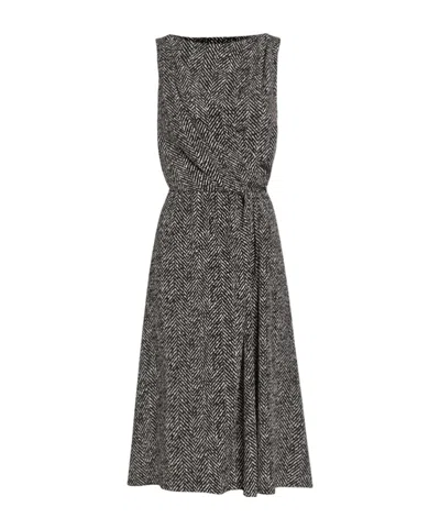 DOLCE & GABBANA HEAVY CRÊPE COCKTAIL DRESS WITH CHEVRON PRINT