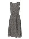 Dolce & Gabbana Heavy Crepe Dress With Chevron Print Dresses Grey In Gray