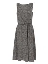 Dolce & Gabbana Wool Herringbone Midi Dress In Gray
