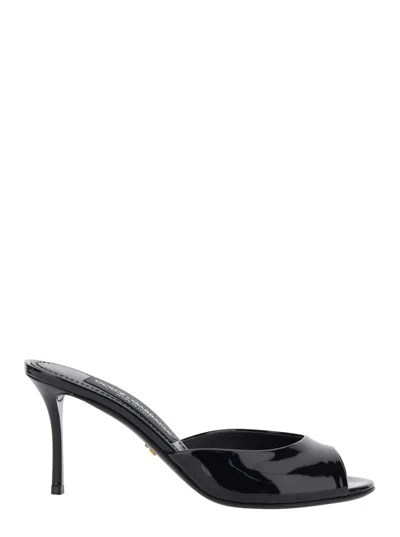 Dolce & Gabbana 75mm Vernice Patent Leather Mule Sandals In Black