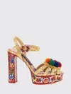 Dolce & Gabbana Keira Platform Heel Sandals Pompons Flowers In Multi