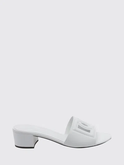 Dolce & Gabbana Calfskin Mules With Dg Millennials Logo For Women In White