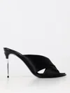 Dolce & Gabbana Satin Sandals With Back Monogram In Schwarz