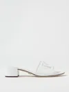 Dolce & Gabbana White Mules With Low Heel And Dg Millennials Detail In Smooth Leather Woman In White