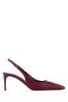Dolce & Gabbana Bordeaux Slingback Pumps With Medium Stiletto Heel And Logo Plaque On The Front In Patent Leather Wo