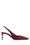 Dolce & Gabbana Bordeaux Slingback Pumps With Medium Stiletto Heel And Logo Plaque On The Front In Patent Leather Wo