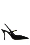 Dolce & Gabbana Italian Tailoring Leather-trimmed Suede Slingback Pumps In Black