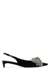 Dolce & Gabbana Satin Sling-back With Rhinestone Embroidery In Black