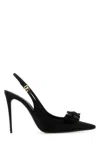 Dolce & Gabbana Mun 105 Satin Slingback Pumps With Bow In Black Black