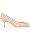 Dolce & Gabbana Crystal-embellished Corded Lace And Mesh Pumps In Pink