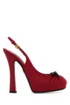 Dolce & Gabbana Satin Pumps With Platform Sole And Bow Detail In Red