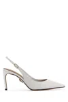 Dolce & Gabbana Pointed Toe Slingback Heels With Delicate Buckle Detail In White