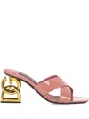 Dolce & Gabbana Mule Leather Sculpted Heel Strappy Design In Pink