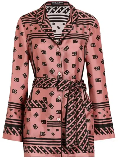 DOLCE & GABBANA DG LOGO-PRINT SILK SHIRT - WOMEN'S - SILK