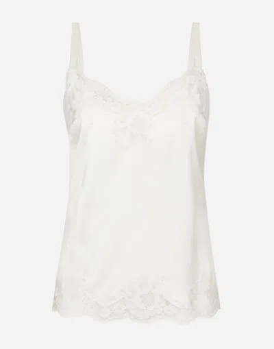 Dolce & Gabbana Hemdchen Aus Satin Mit Spitzendetails In White