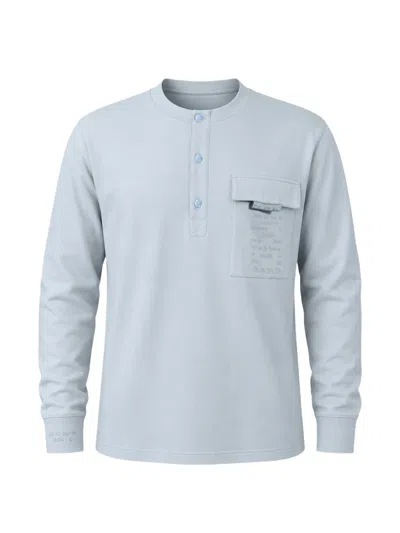 Dolce & Gabbana Cotton Buttoned Henley Pullover Sweater In Blue