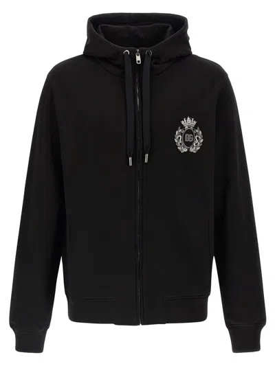 Dolce & Gabbana Heraldic Patch Hoodie Sweatshirt Black