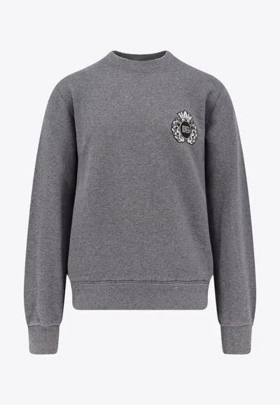Dolce & Gabbana Heraldic Patch Sweatshirt In Brown