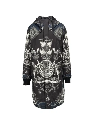 Pre-owned Dolce & Gabbana Heraldic-print Hooded Parka In Black