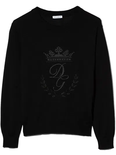 Dolce & Gabbana Kids' Heritage Crew Neck Jumper In Black