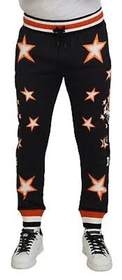 Pre-owned Dolce & Gabbana Herren Orange Star Jogginghose In Schwarz