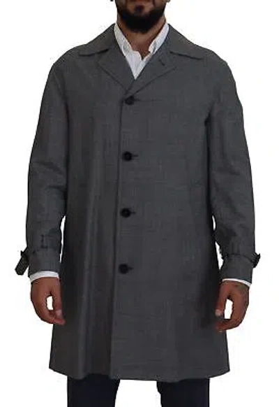 Pre-owned Dolce & Gabbana Herren-trenchcoat Aus Karierter Wolle In Grau In Gray