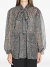 Dolce & Gabbana Dolce&gabbana Women Silk Chiffon Blouse With Chevron Print In Gray