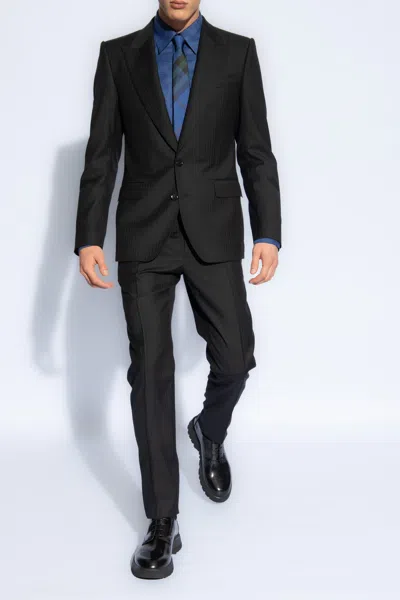 Dolce & Gabbana Herringbone Blazer In Black