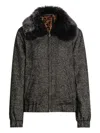 Dolce & Gabbana Herringbone Bomber Jacket Virgin Wool Blend In Black