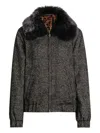 Dolce & Gabbana Herringbone Bomber Jacket Virgin Wool Blend In Brown