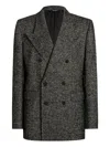 Dolce & Gabbana Herringbone Double-breasted Blazer In Gray