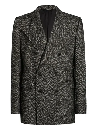 DOLCE & GABBANA HERRINGBONE DOUBLE-BREASTED BLAZER