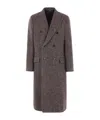 Dolce & Gabbana Herringbone Double-breasted Coat In Brown