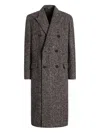 Dolce & Gabbana Herringbone Double-breasted Coat In Gray