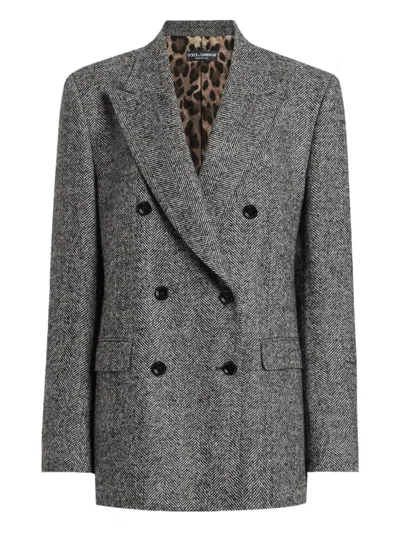 DOLCE & GABBANA HERRINGBONE DOUBLE-BREASTED JACKET