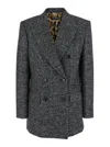 Dolce & Gabbana Herringbone Double-breasted Blazer In Blue