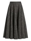 Dolce & Gabbana Midi Circle Skirt In A Dotted Wool Blend In Gray