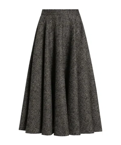 DOLCE & GABBANA HERRINGBONE FLARED MIDI SKIRT