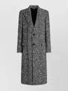 Dolce & Gabbana Herringbone Long Coat Flap Pockets In Black