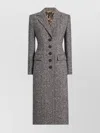 Dolce & Gabbana Herringbone Long Length Notched Lapels Coat In Gray
