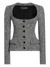 Dolce & Gabbana Herringbone-pattern Jacket In Gray