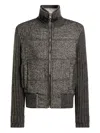 Dolce & Gabbana Herringbone-pattern Ribbed-knit Bomber Jacket In Gray