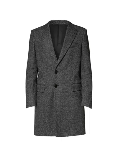 Dolce & Gabbana Wool Blend Long Trench Coat Men Jacket In Black