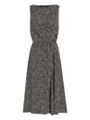 Dolce & Gabbana Heavy Crepe Dress With Chevron Print Dresses Grey In Black
