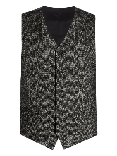 Dolce & Gabbana Herringbone Sleeveless Waistcoat In Gray