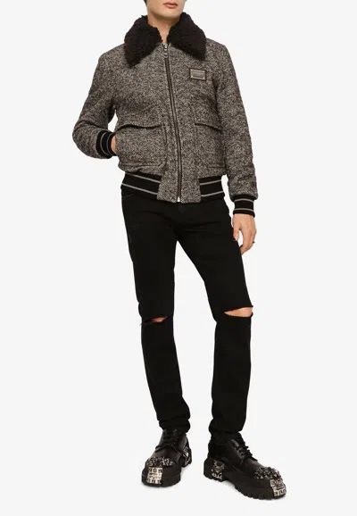 DOLCE & GABBANA HERRINGBONE WOOL JACKET,G9XP4T FMMHH S9000