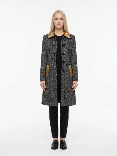Dolce & Gabbana Herringbone Wool-blend Coat In Gray