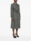 Dolce & Gabbana Herringbone-pattern Belted Single-breasted Coat In Black